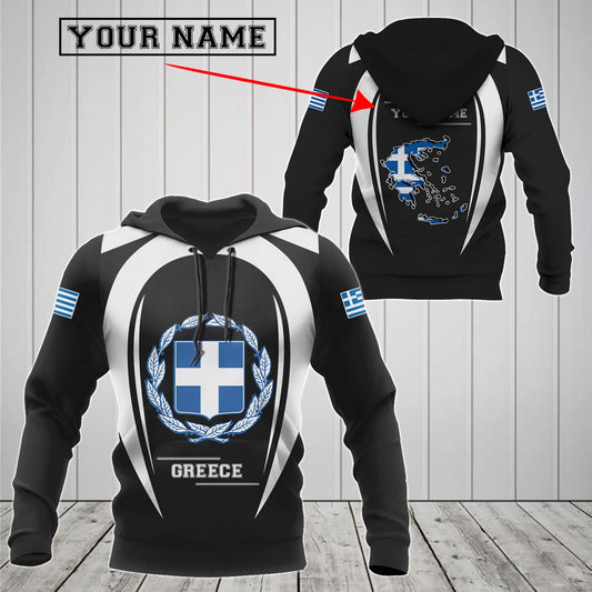 Customize Greece Map & Coat Of Arms V2 Unisex Adult Hoodies