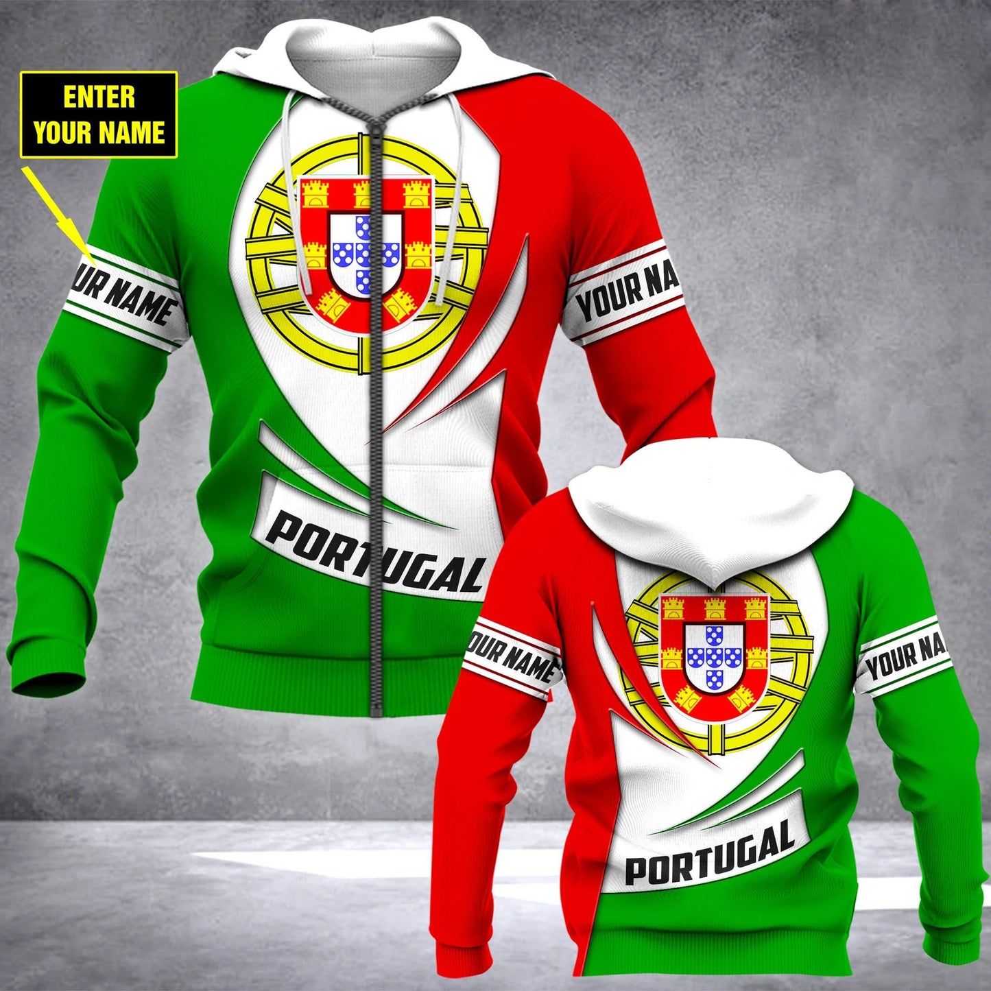 Customize Portugal Coat Of Arms Style Unisex Adult Hoodies