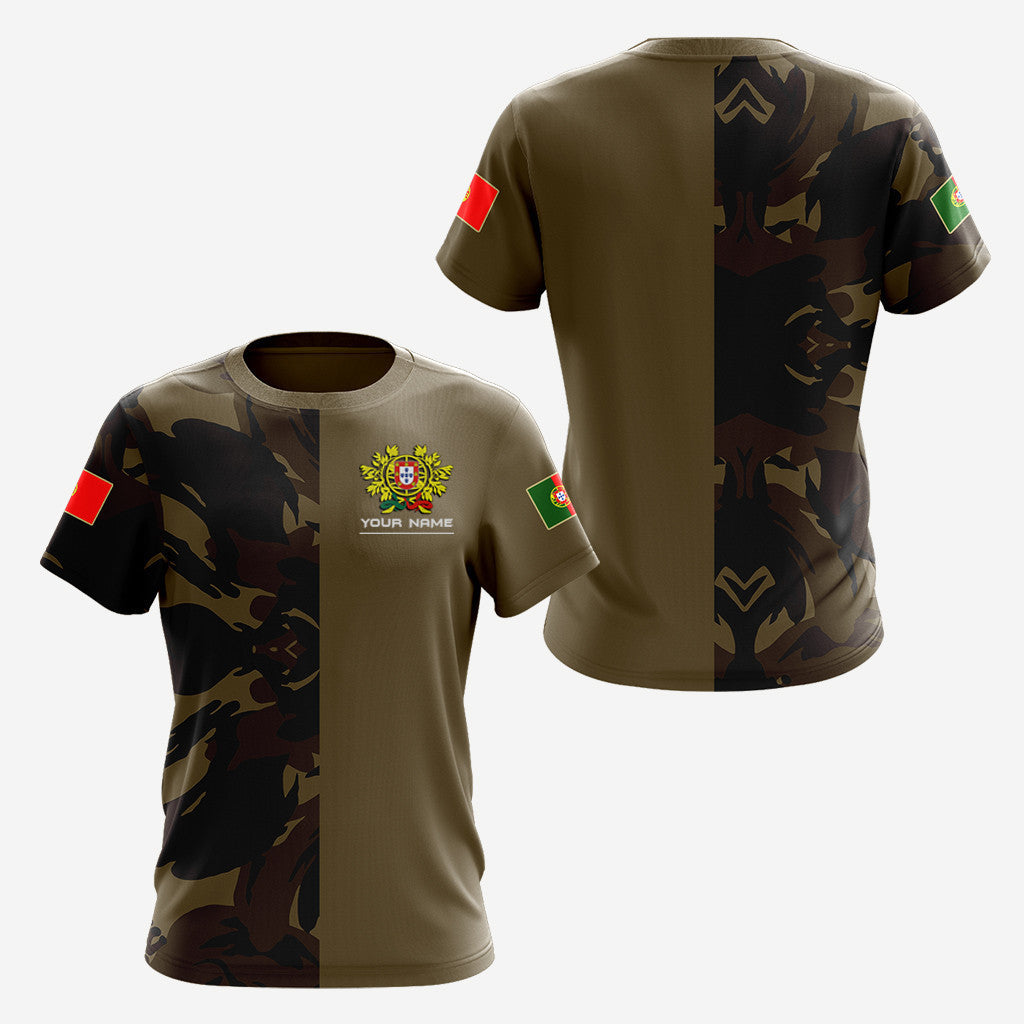 Custom Name Portugal Half Camo Design Unisex Adult Shirts