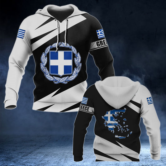 Greece Coat Of Arms - Map Special Version Unisex Adult Hoodies