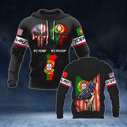 Customize America My Home Portugal My Blood V2 Unisex Adult Hoodies