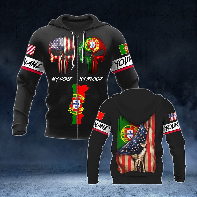 Customize America My Home Portugal My Blood V2 Unisex Adult Hoodies