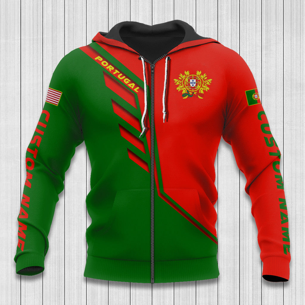 Portugal Hoodies - Custom Name Portugal Hoodie Portugal Flag Wing