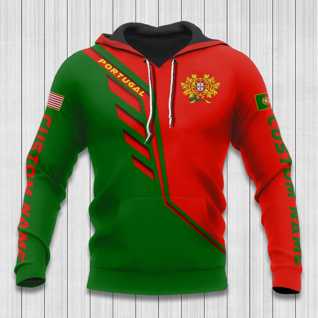 Portugal Hoodies - Custom Name Portugal Hoodie Portugal Flag Wing