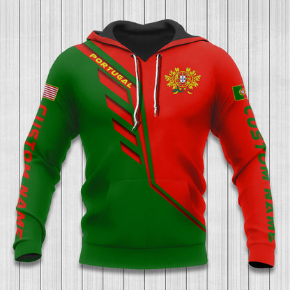 Portugal Hoodies - Custom Name Portugal Hoodie Portugal Flag Wing