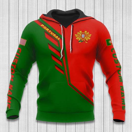Portugal Hoodies - Custom Name Portugal Hoodie Portugal Flag Wing