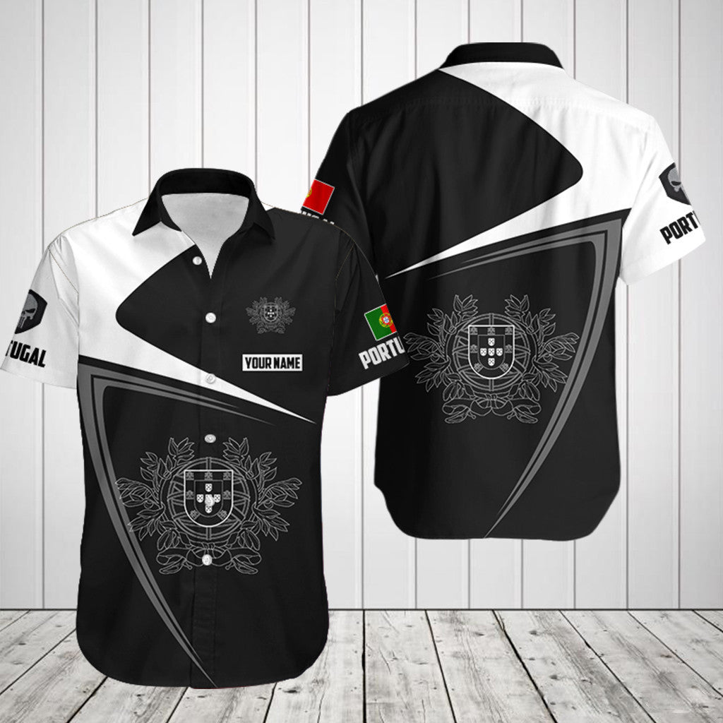 Customize Portugal Symbol Black And White Skull Shirts