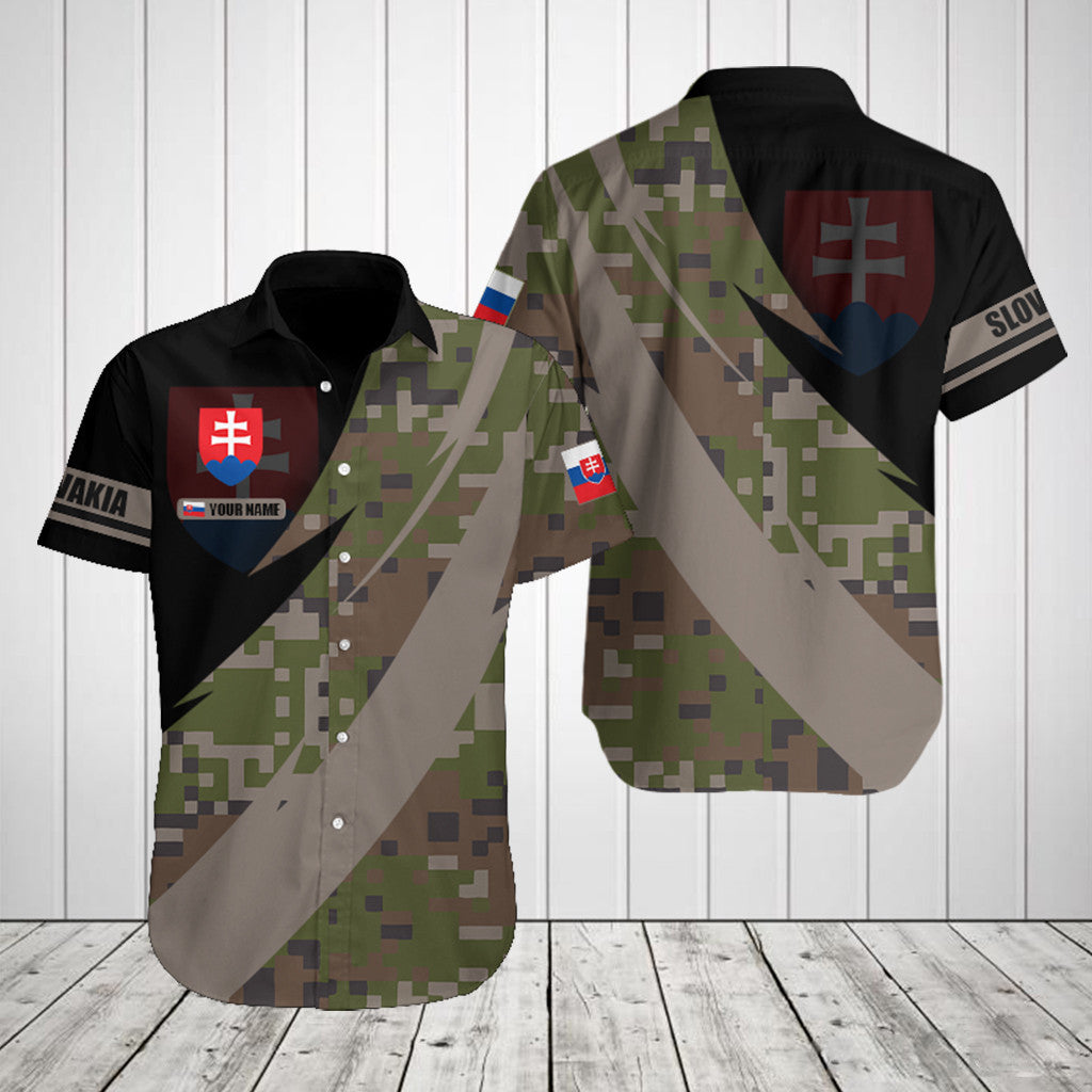 Customize Slovakia Coat Of Arms Camo Fire Style Shirts