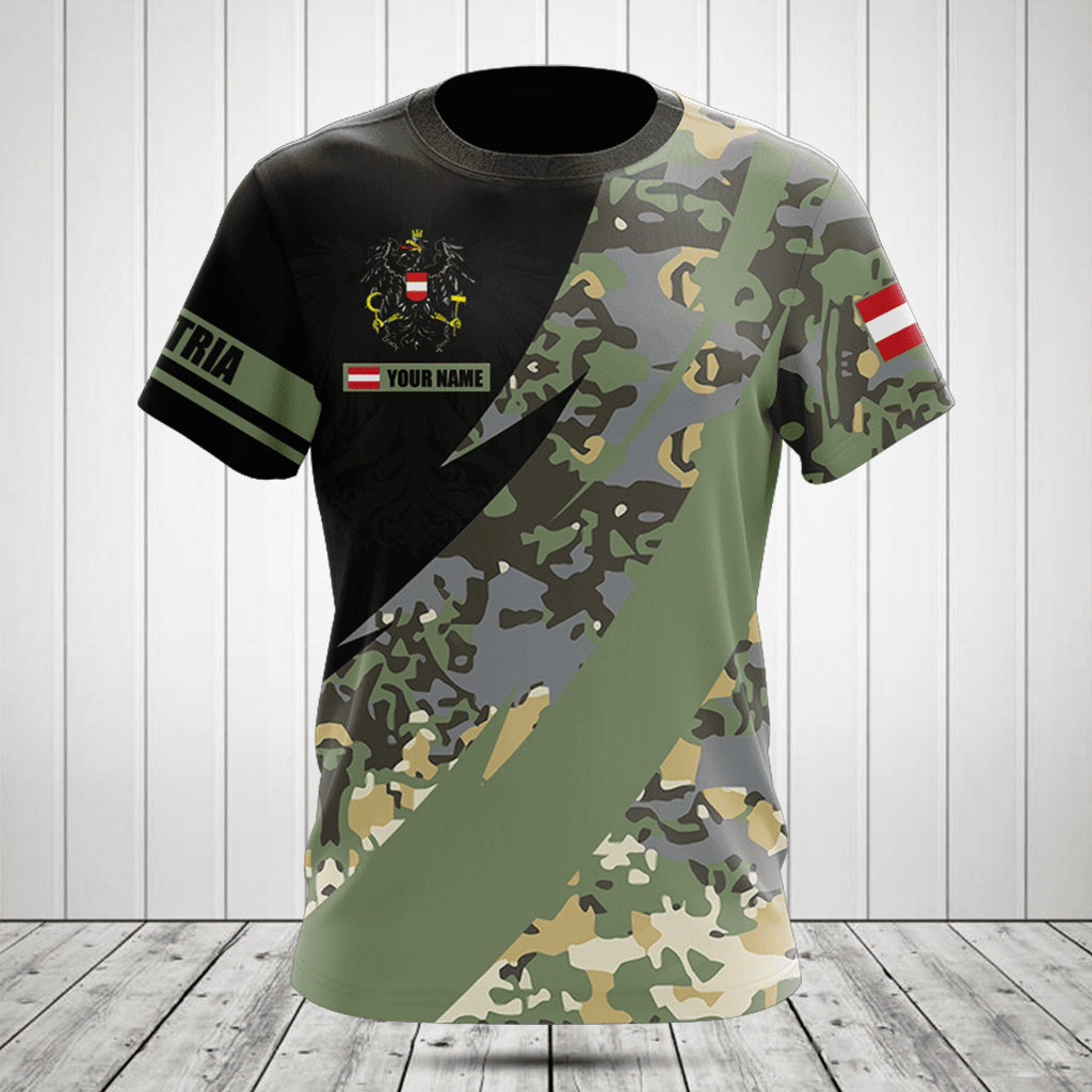 Customize Austria Coat Of Arms Camo Fire Style Shirts
