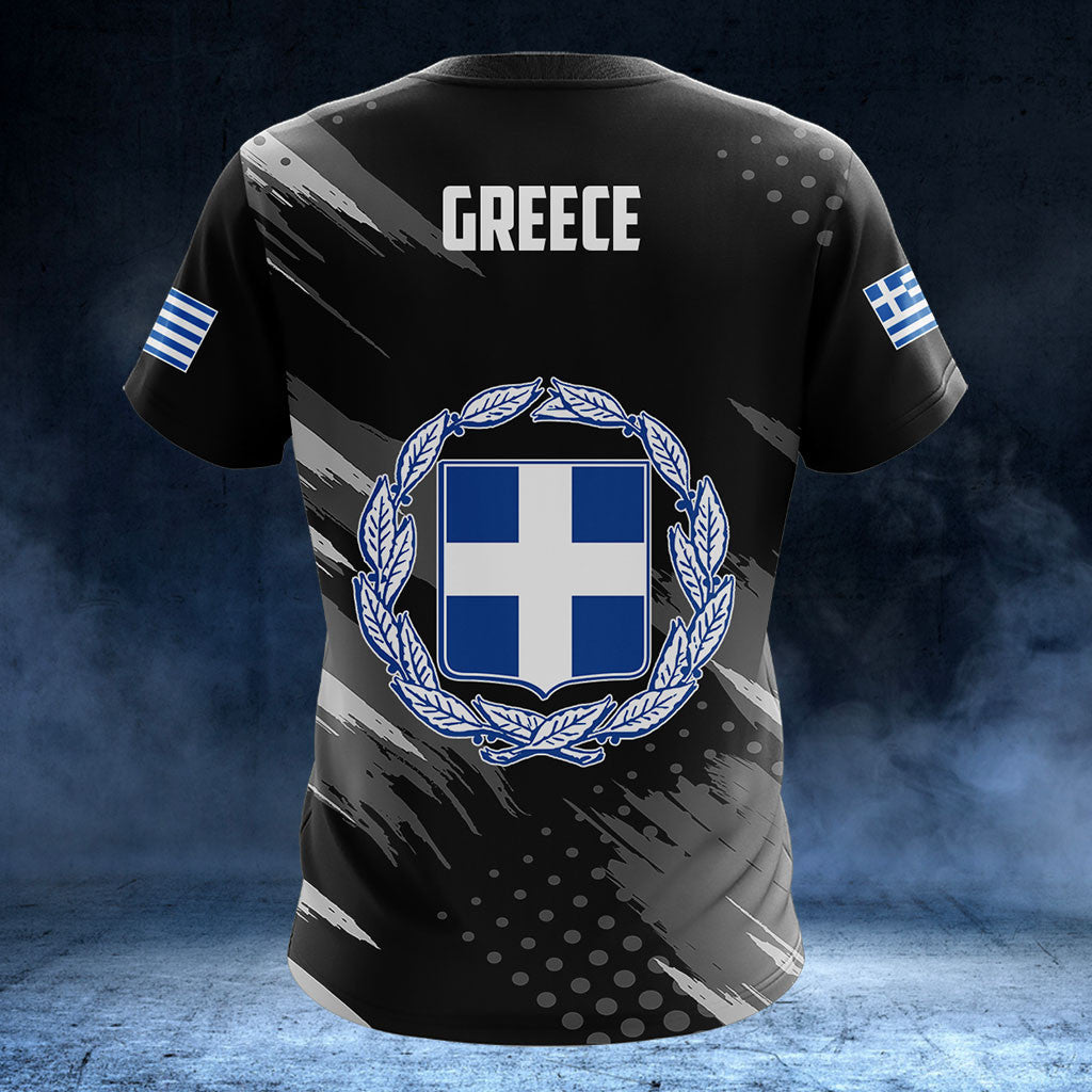 Customize Greece Coat Of Arms Grey Brush Shirts