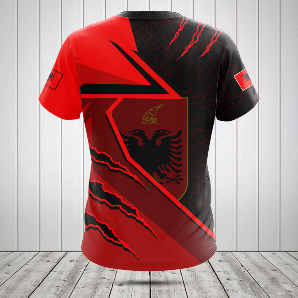 Customize Albania Flag Lava Pattern Shirts