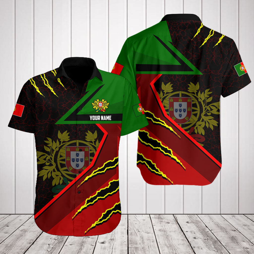 Customize Portugal Flag Lava Pattern Shirts