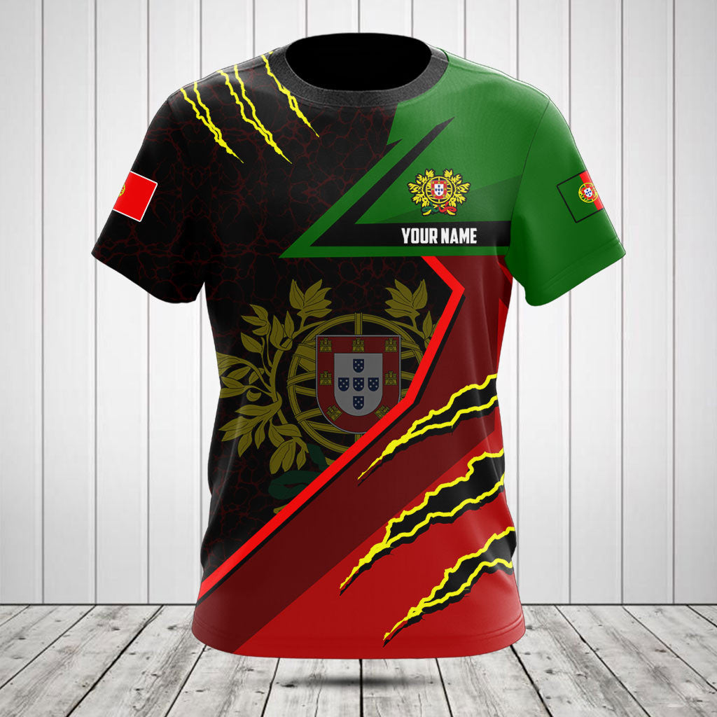 Customize Portugal Flag Lava Pattern Shirts