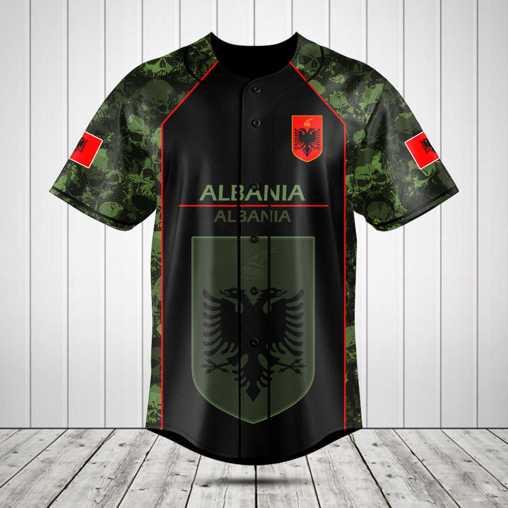 Customize Skull Camo Albania Shirts And Jogger Pants