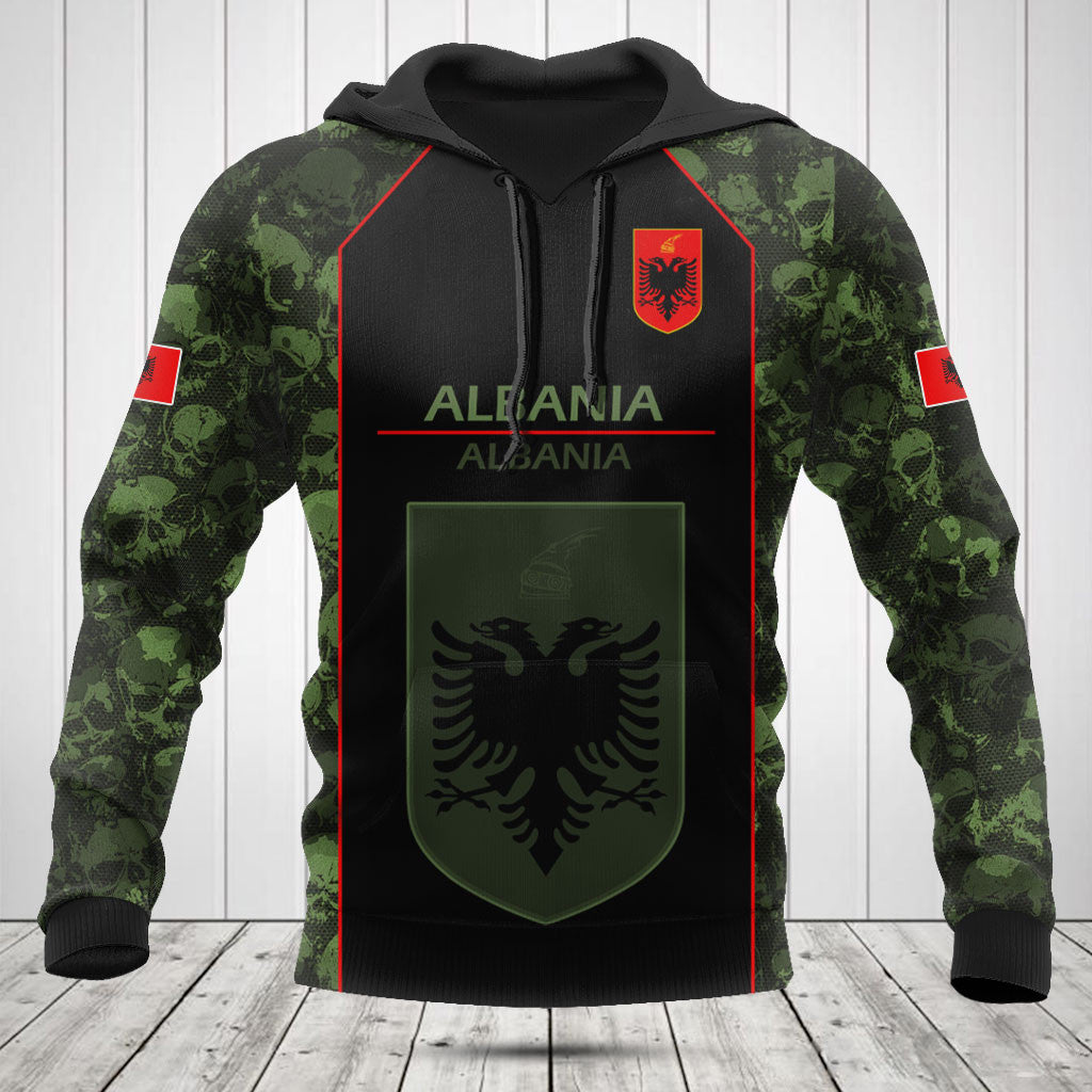 Customize Skull Camo Albania Shirts And Jogger Pants