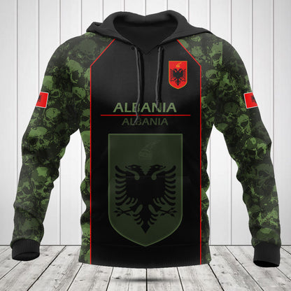 Customize Skull Camo Albania Shirts And Jogger Pants