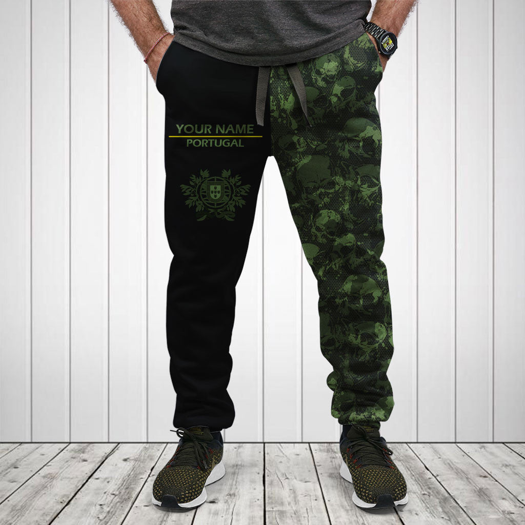 Customize Skull Camo Portugal Shirts And Jogger Pants