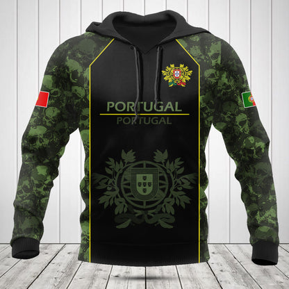 Customize Skull Camo Portugal Shirts And Jogger Pants