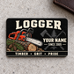 Logger Midnight Pride aluminum wallet card on light gray concrete.