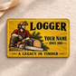 Logger Golden Milestone aluminum wallet card on cream linen.