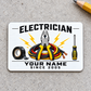 Electrician Minimal Tool Grid aluminum wallet card on pale concrete