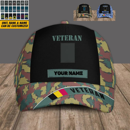 Personalized Rank And Name Belgium Soldier/Veterans Camo Baseball Cap - 3105230001-D04