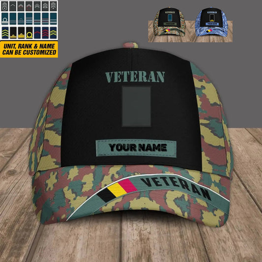 Casquette de baseball camouflage personnalisée avec rang et nom pour soldat/ancien combattant belge - 16854912 - D04