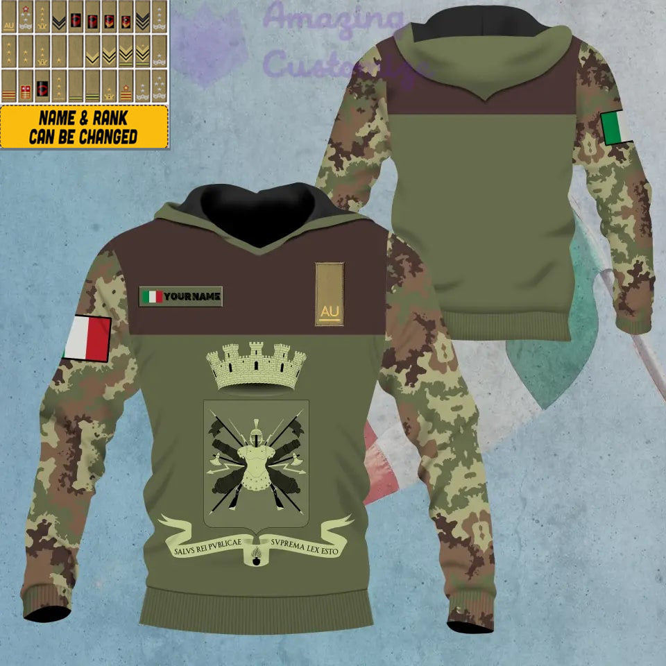 Personalized Italy Soldier/ Veteran Camo With Name And Rank Hoodie - 0906230001