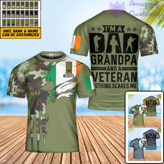 Personalized Ireland Soldier/ Veteran Camo With Name And Rank T-Shirt 3D Printed - 0302240002