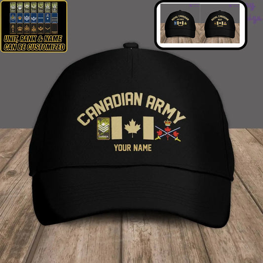 Personalized Rank And Name Canadian Soldier/Veterans Camo Baseball Cap Gold Version - 1407230001