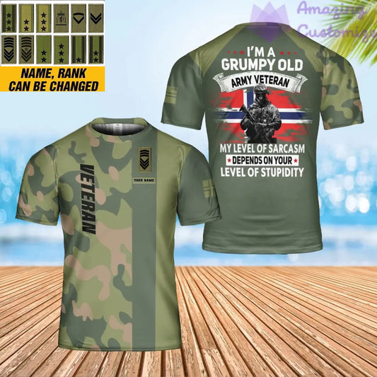 Personalized Norway Soldier/ Veteran Camo With Name And Rank T-shirt 3D Printed - 17061408
