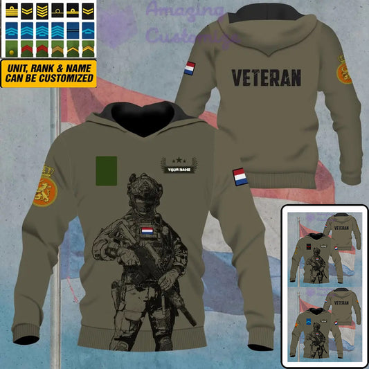 Personalized Netherlands Soldier/ Veteran Camo With Name And Rank Hoodie - 1306230002