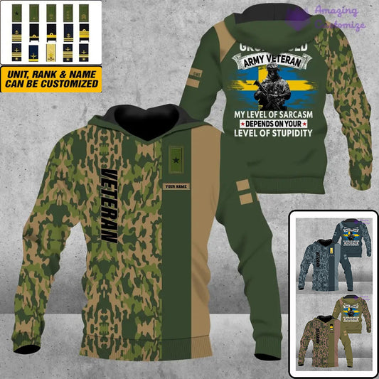 Personalized Sweden Soldier/ Veteran Camo With Name And Rank Hoodie - 1007230002