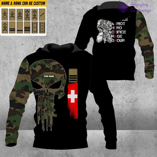 Personalized Swiss Solider/ Veteran Camo With Name And Rank Hawaii Shirt 3D Printed - 1207230001