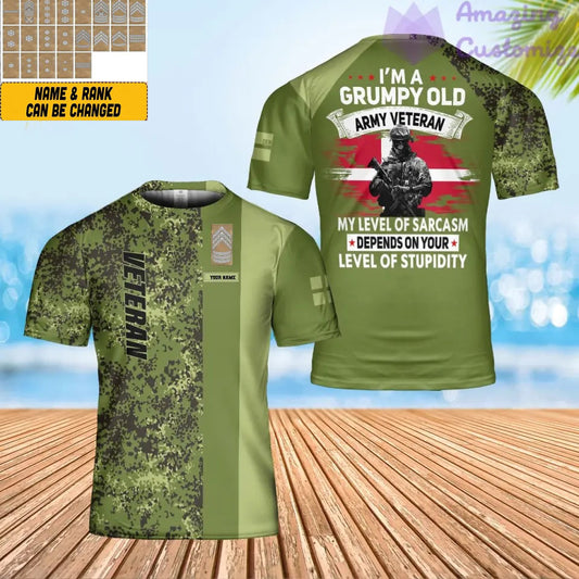 Personalized Denmark Soldier/ Veteran Camo With Name And Rank T-shirt 3D Printed - 1706918401