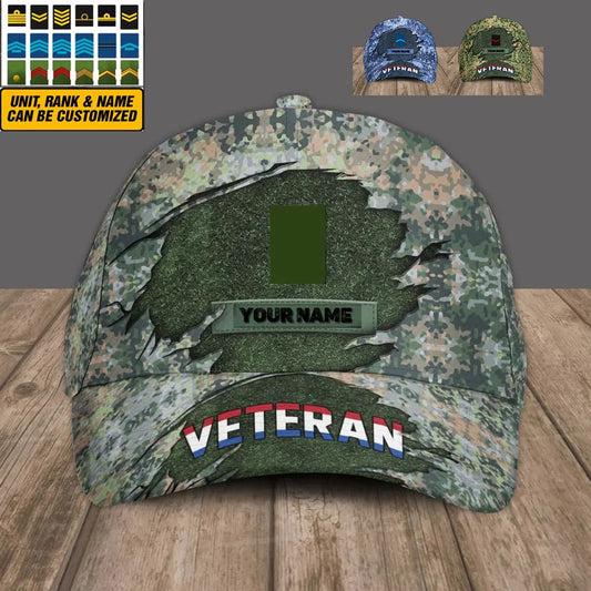 Personalized Rank And Name Netherlands Soldier/Veterans Camo Baseball Cap - 16839360 - D04