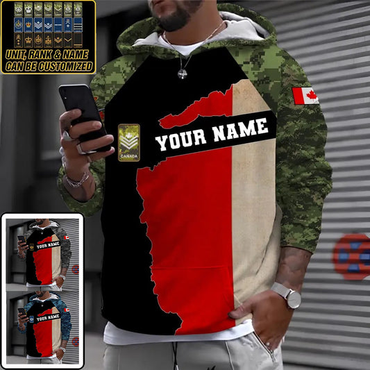 Personalized Canada Soldier/ Veteran Camo With Name And Rank Hoodie 3D Printed - 0510230020