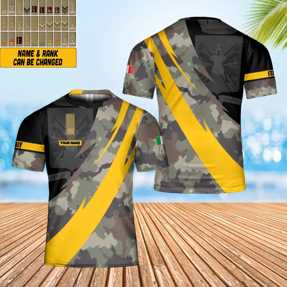 Personalized Italian Solider/ Veteran Camo With Name And Rank T-shirt 3D Printed - 0502240001