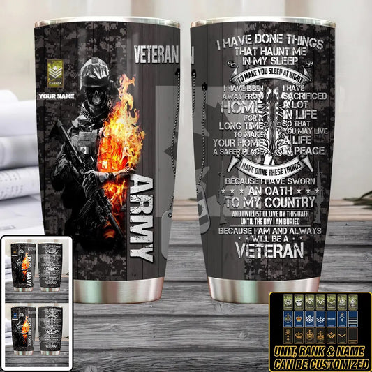 Personalized Canadian Veteran/ Soldier With Rank And Name Camo Tumbler All Over Printed 0502240017