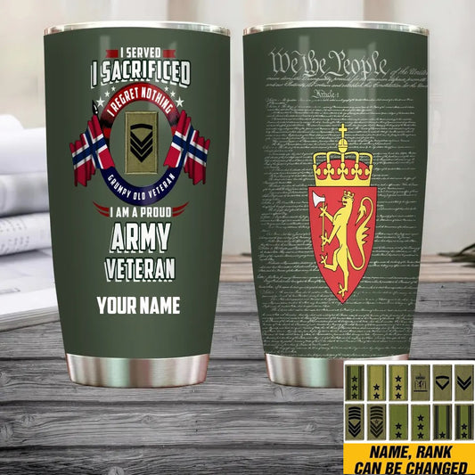 Personalized Norway Veteran/ Soldier With Rank And Name Camo Tumbler All Over Printed - 2202240001