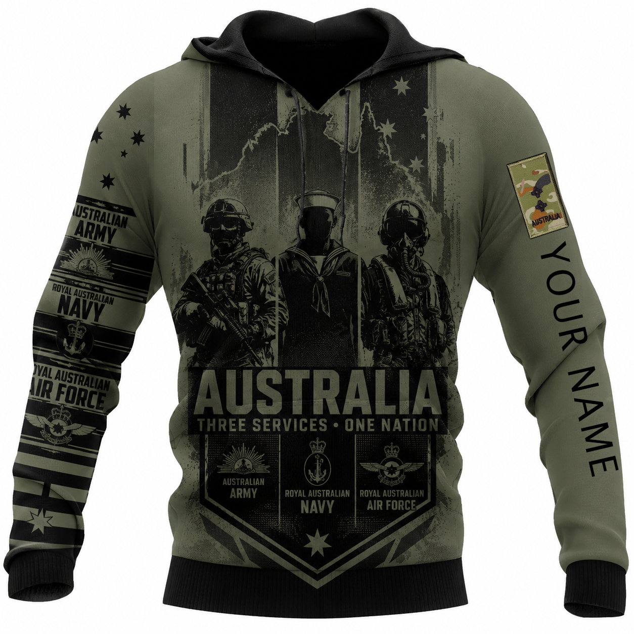 Personalized Australia Soldier/Veteran with Name & Rank Hoodie All Over Printed - TH1779235201