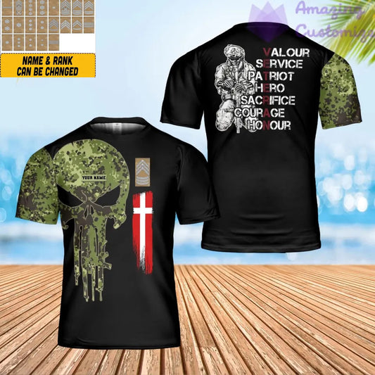 Personalized Denmark Solider/ Veteran Camo With Name And Rank T-shirt 3D Printed - 17068320