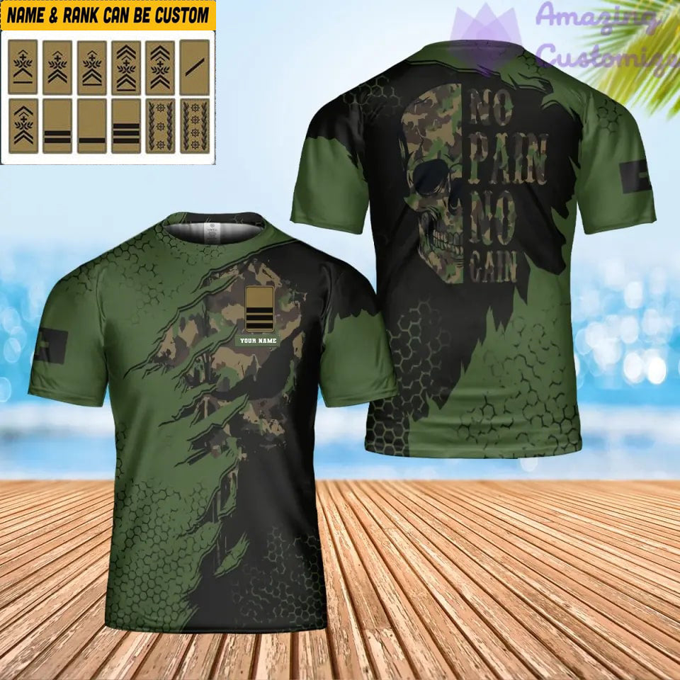 Personalisiertes Schweizer Soldat/Veteranen-Tarn-T-Shirt mit Namen und Rang, 3D-Druck – 0102240002