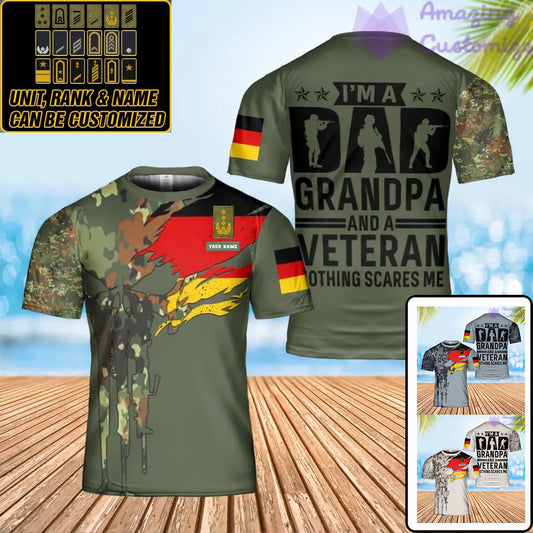 Personalized Germany Soldier/ Veteran Camo With Name And Rank T-Shirt 3D Printed - 0302240001