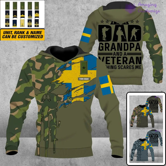 Personalized Sweden Soldier/ Veteran Camo With Name And Rank Hoodie - 0607230001
