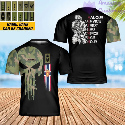 Personalized Norway Soldier/ Veteran Camo With Name And Rank T-shirt 3D Printed - 1706140801
