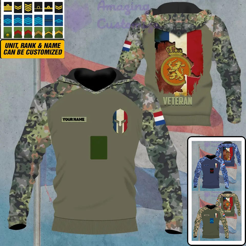 Personalized Netherlands Soldier/ Veteran Camo With Name And Rank Hoodie - 16866144