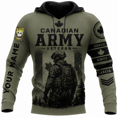 Personalized Canada Soldier/Veteran with Name & Rank Hoodie All Over Printed - TH1779235201