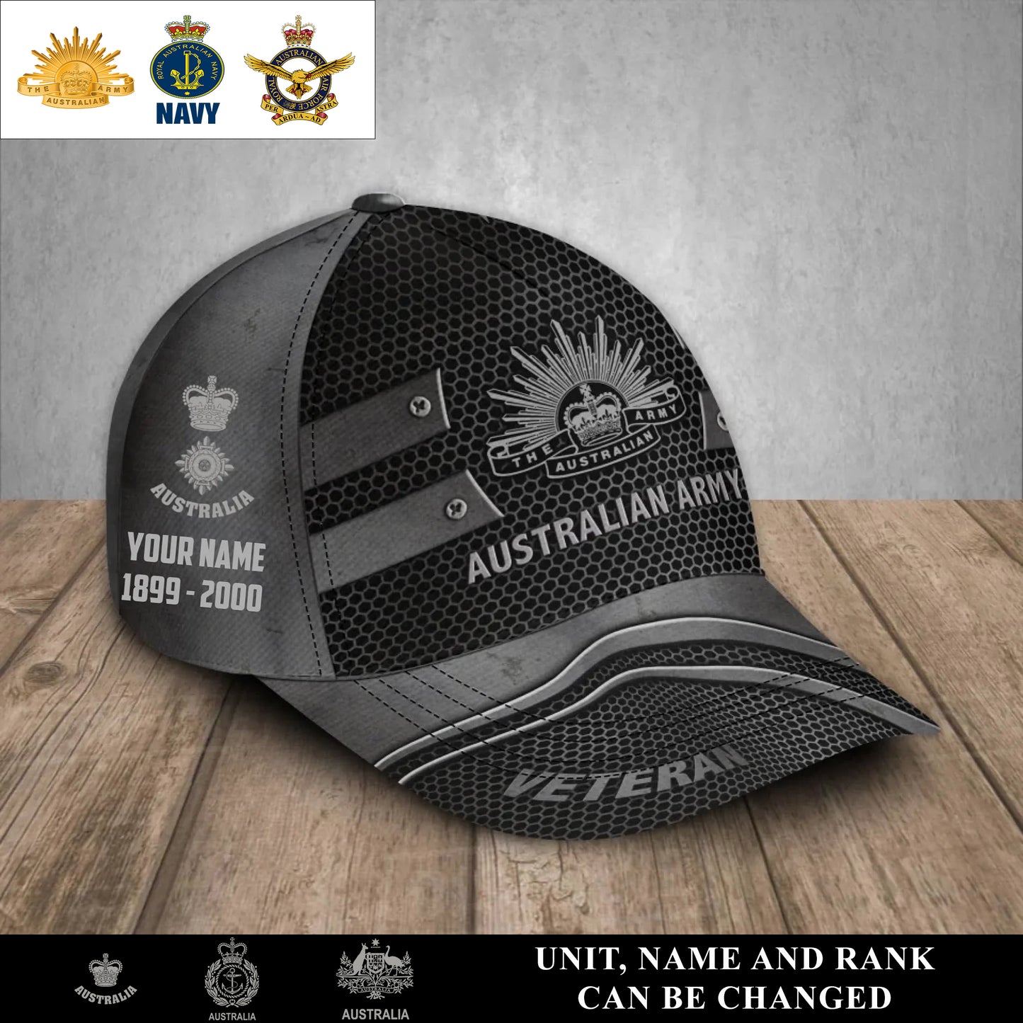 Personalized Rank, Year And Name Australia Soldier/Veterans Baseball Cap - 17386272