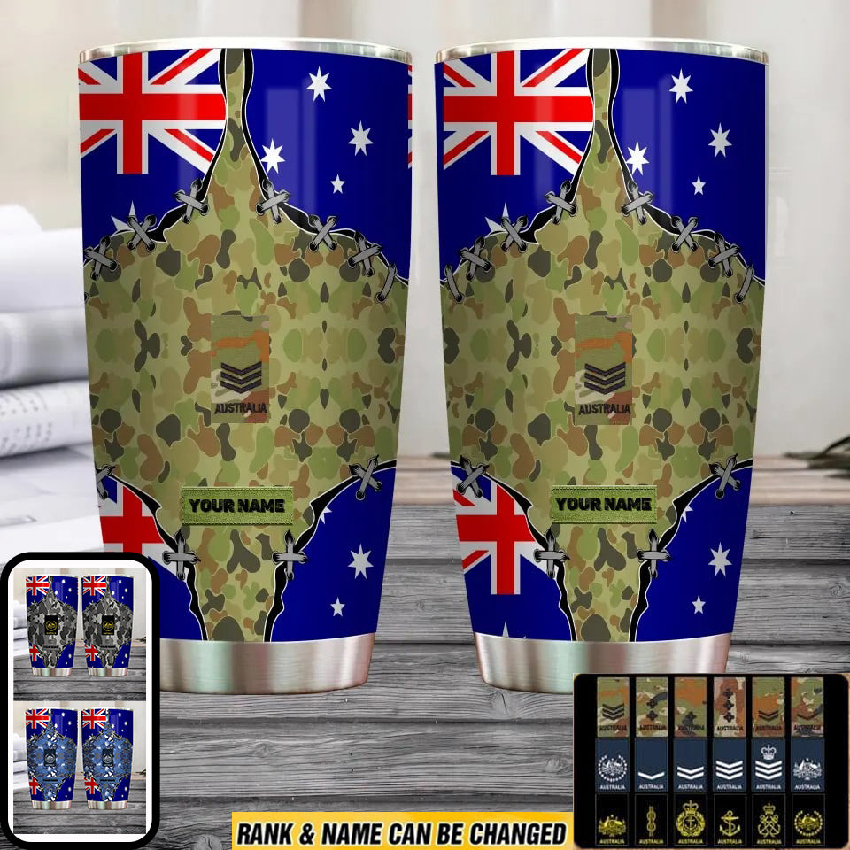 Personalized Australian Veteran/ Soldier With Rank And Name Camo Tumbler All Over Printed - 2305230001-D04